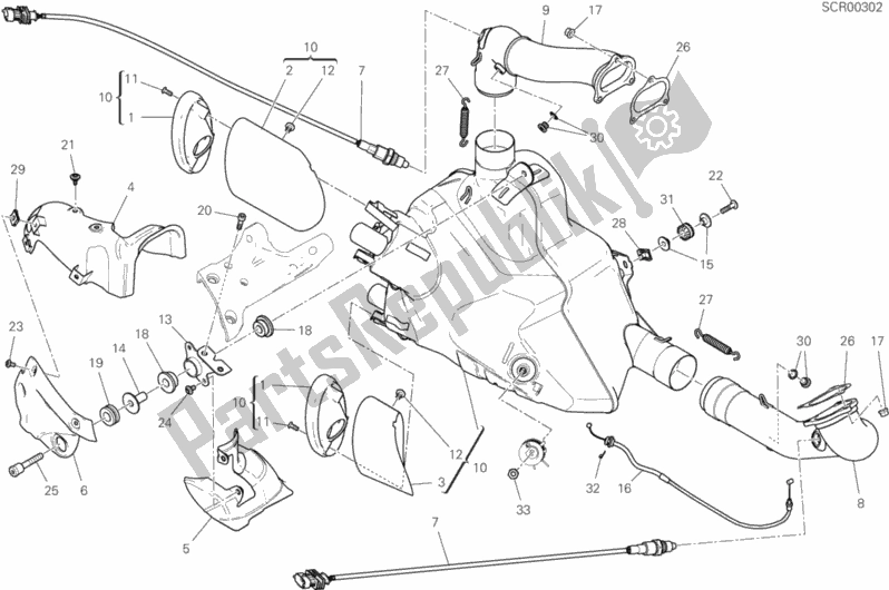 Todas las partes para Colector De Escape de Ducati Diavel 1260 S USA 2020